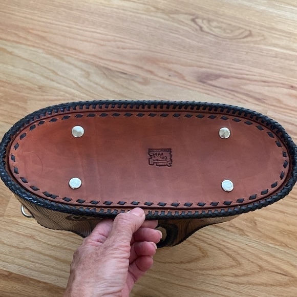 HANDMADE Western Leather Satchel Tote Purse Womens painted southwestern Artsy - Picture 11 of 16